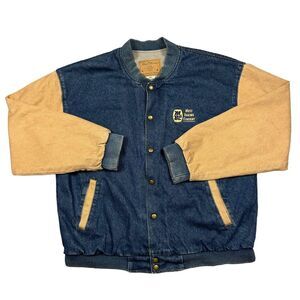 Vintage Denim Jacket Men's XL 90s 80s Canvas Utility Workwear Snap Barn Chore‎